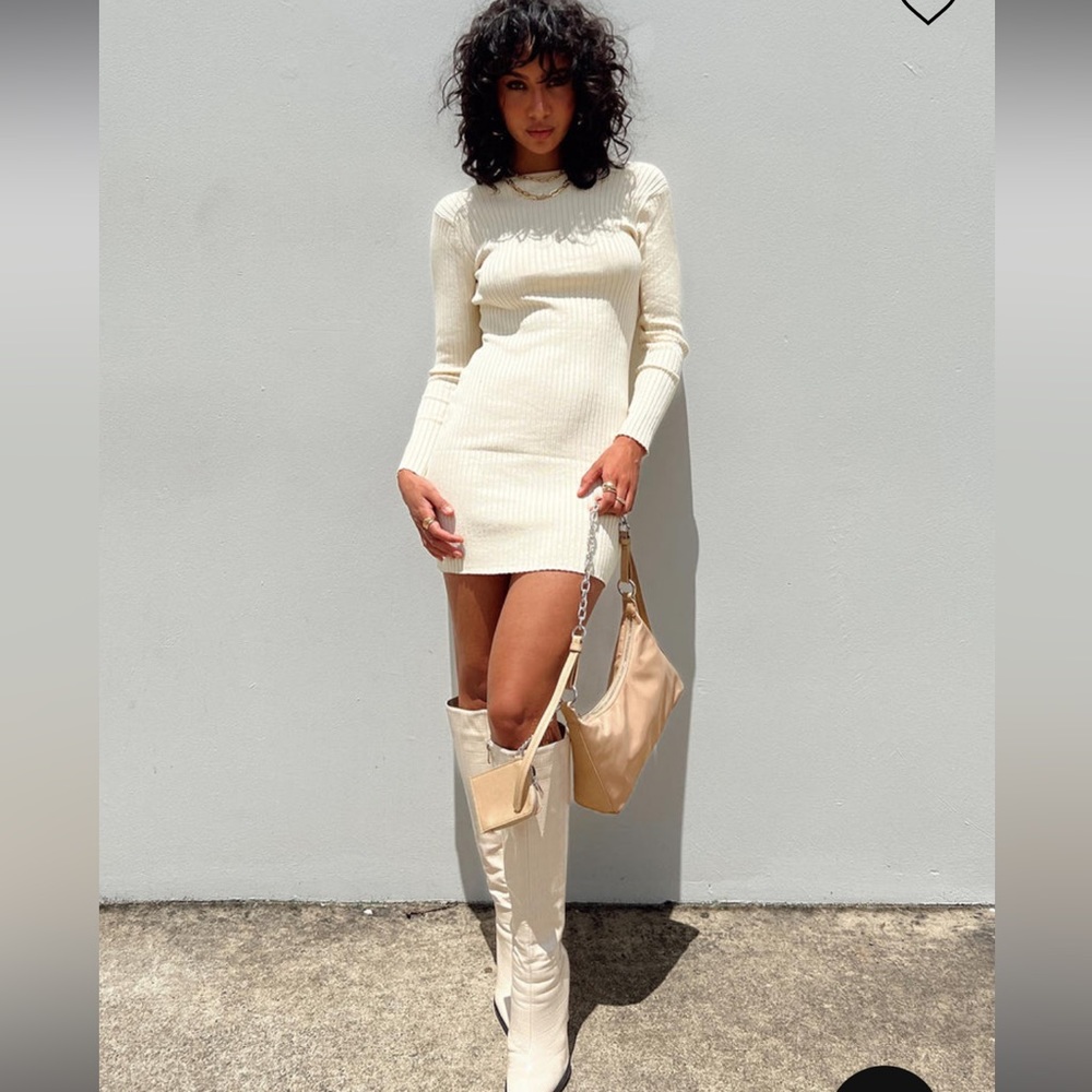 Nadine long sleeve mini dress cream